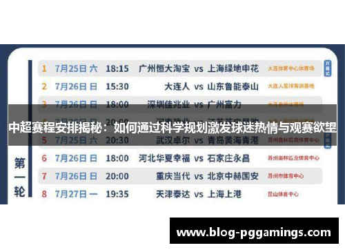 中超赛程安排揭秘：如何通过科学规划激发球迷热情与观赛欲望