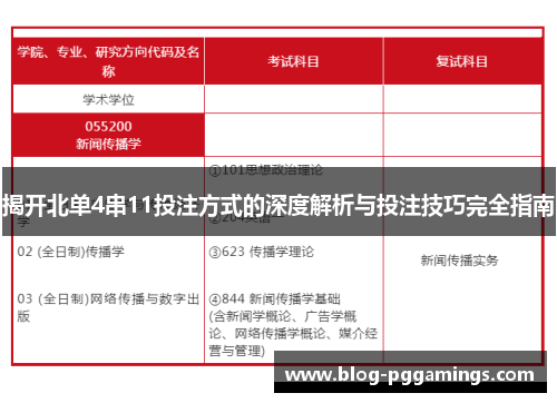 揭开北单4串11投注方式的深度解析与投注技巧完全指南
