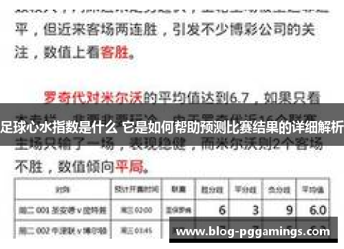 足球心水指数是什么 它是如何帮助预测比赛结果的详细解析 足球心水指数是什么 它是如何帮助预测比赛结果的详细解析