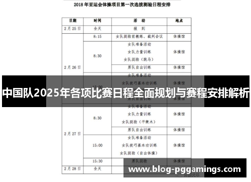 中国队2025年各项比赛日程全面规划与赛程安排解析 中国队2025年各项比赛日程全面规划与赛程安排解析