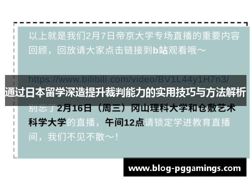 通过日本留学深造提升裁判能力的实用技巧与方法解析